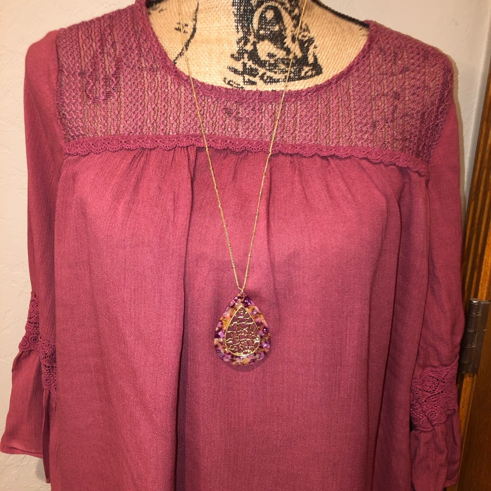Knox Rose Mauve Boho Top